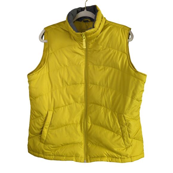 Lands' End Jackets & Blazers - Lands End Down Puffer Vest Womens L Yellow Pockets Full Zip Outdoors